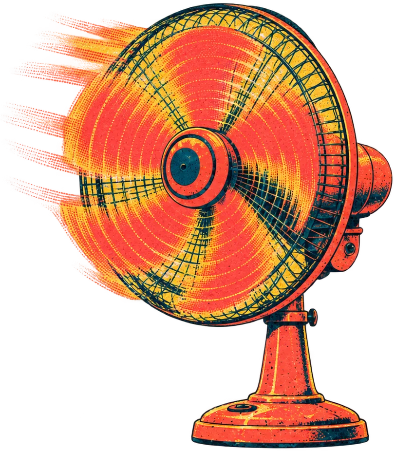 The Vezho hand fan standing on the edge of a courtyard well